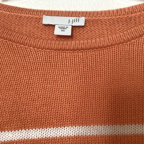 J Jill Sweater Women‎ Sz XS Orange Knit Cotton Stripes Office Career Tunic EUC - Picture 8 of 10